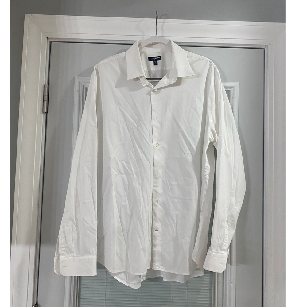 Express 1MX Long-Sleeve White Button-Down, size XL